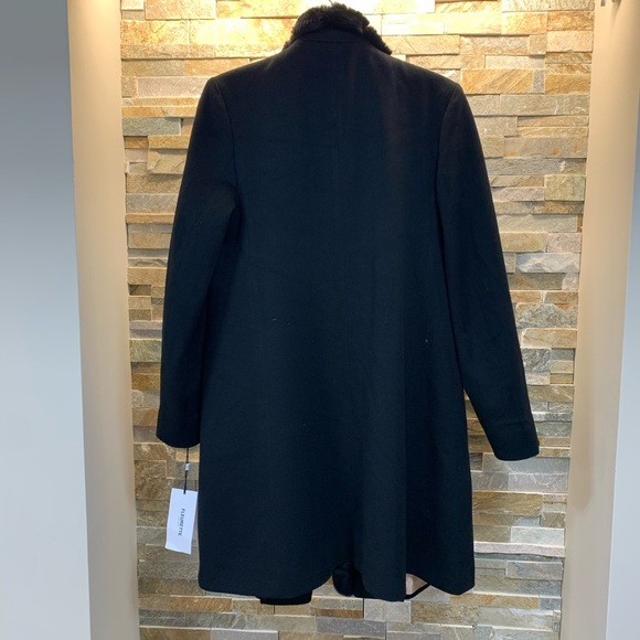 Fleurette Wool Car Coat With Genuine RexRabbit Fur - Picture 6 of 11